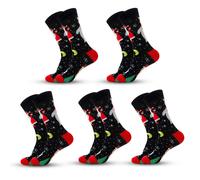 Anyfootwear 5 Pairs Red Black Size 5-13 Socks Crystal Silk Tide Winter Holiday Design Plus Snowflake Stocking Comfortable To Wear Perfect For Women