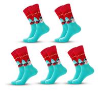 Anyfootwear 5 Pairs Red Blue Size 5-13 Socks Crystal Silk Tide Winter Holiday Design Plus Snowflake Stocking Comfortable To Wear Perfect For Women