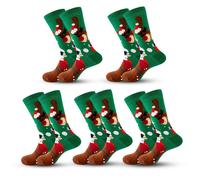 Anyfootwear 5 Pairs Red Green Size 5-13 Socks Crystal Silk Tide Reindeer Winter Holiday Plus Snowflake Stocking Comfortable To Wear Perfect For Women