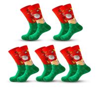 Anyfootwear 5 Pairs Red Green Size 5-13 Socks Crystal Silk Tide Winter Holiday Design Plus Snowflake Stocking Comfortable To Wear Perfect For Women