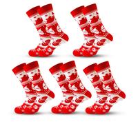 Anyfootwear 5 Pairs Red White Size 5-13 Socks Crystal Silk Tide Winter Holiday Design Plus Snowflake Stocking Comfortable To Wear Perfect For Women
