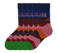 Anyfootwear 5 Pairs Size 5-9 Fashion Long Sock Cartoon Personalized Creative Nature Blue Human Abstract Art For Men Woman Foot Cold Winter Warm