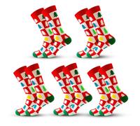 Anyfootwear 5 Pairs Yellow Red Size 5-13 Socks Crystal Silk Tide Winter Holiday Design Plus Snowflake Stocking Comfortable To Wear Perfect For Women