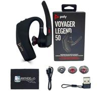 ANYHDD Poly Legend Voyager 50 for Bluetooth Headset - 4 Noise-Canceling Mics, PC, iOS, Mac, Tablet, In harging Cable + USB Dongle + USB A-C + Microfiber Cloth