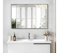 ANYHI Bathroom Mirror for Wall 75 x 50cm, Black Framed Wall Mirror