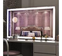 ANYHI Hollywood Vanity Mirror with LED Light, Dressing Table Makeup Mirror or Wall Mounted for Bedroom & Dressing Room, Smart Touch with Dimmable 3 Modes, Silver,102x62cm