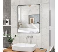 ANYHI Rectangle Wall Mirror for Bathroom Entrace Bedroom, 20 x 16 Inch Black Metal Framed Mirror, Modern Black Bathroom Mirror for Wall, Wall Mounted Horizontally/Vertically