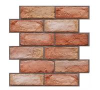 ANYHOUZ 10pcs Orange Vinyl Wall Tile Textured Brick Pattern 3D Waterproof