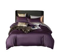 Anyhouz Anycozy Bed Sheet Purple Light Grey Ultra Soft Luxury Egyptian Cotton Bedding Cover Queen Size 6 Pcs Bed Set