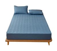 Anyhouz Anycozy Mattress Cover Blue King Size Pure Cotton Soft Quilted Bed Sheet Anti-bacterial Protector Cover