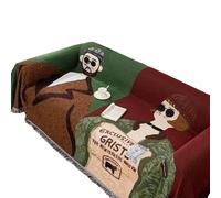 Anyhouz Anycozy Throw Blanket Brown Faux Cashmere Sofa Cover Human Cartoons Tassel Soft Picnic Camping Mat 180*260cm