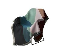 Anyhouz Anycozy Throw Blanket Faux Cashmere Sofa Cover Abstract Rainbow Wave Pattern Tassel Soft Picnic Camping Mat 130*180cm