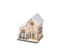 Anyhouz Christmas Wooden House Luminous Tabletop Decoration - Wood - 8cm*7cm*9.5cm - Design A