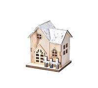 Anyhouz Christmas Wooden House Luminous Tabletop Decoration - Wood - 8cm*7cm*9.5cm - Design B