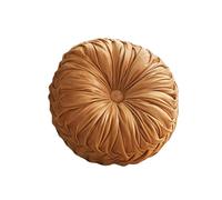 ANYHOUZ Round Pleated Velvet Pillow Soft Cushion Fill - Orange