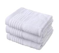 anyi Heavy Duty Absorbent Kitchen Towels with Hanging Loop, 100% Cotton, Tea Bar Towels (16 x 26 Inch, Set of 3, White)