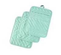 Anyi Pot Holders and Oven Mitts 7" X 9" Heat Resistant Cotton Pocket Pot Holder Set Feature of Non Slip Kitchen Hot Pad Oven Mitts, 3-Pack (Aqua Sky)