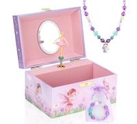 Anyiner Musical Jewellery Box for Girls, Kids Jewellery Box with Spinning Ballerina, Music Box Gift Set with Necklace & Bracelet, Birthday Gifts for Girls Children Age 3-10 (Floral Fairy)