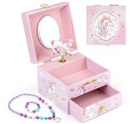 Anyiner Musical Jewellery Box for Girls - Unicorn Kids Music Box with Spinning Unicorn and Mirror, Unicorn Gifts for Girls, Children Jewellery Box Birthday Gift for Ages 3-10, Star Unicorn