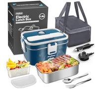 Anykuu Electric Lunch Box 100W 1.8L Large Capacity Heated Lunch Box 12V/24V/220V 3-in-1 Portable Food Heater with Insulated Lunch Bag Spoon and Fork Suitable for Car Truck Office Home