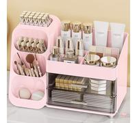 Anylady Makeup Organizer with Drawers, Skincare Organizer (Large Size Thick), Storage Box Cosmetic Display Cases, Make up Organizers for Vanity, Dresser, Desk, Kitchen, Countertop (Pink)