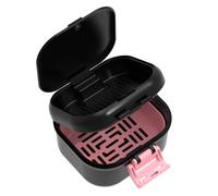 ANYLEY Leak-Proof Denture Cup, Upgraded Double-layer Denture Box with Strainer for Soaking Dentures, Sturdy and Shatter-Resistant Denture Case for Travel, Household & Office (Black+Pink)