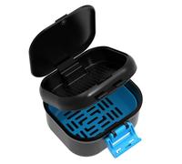 ANYLEY Leak-Proof Denture Cup, Upgraded Double-layer Denture Box with Strainer for Soaking Dentures, Sturdy and Shatter-Resistant Denture Case for Travel, Household & Office (Black+Blue)