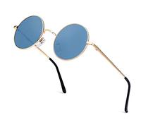 ANYLUV Round Sunglasses Mens Polarised, Unisex Retro Circle Sunglasses for Women UV Protection, Hippie Glasses for Men Wire Metal Frame Small(47mm)