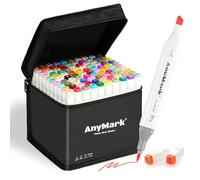AnyMark Alcohol Markers Brush Tip, 100+1 Colors Dual Tip Brush & Chisel Alcohol-Based Art Markers Set with Case for Artists Drawing Coloring
