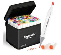 AnyMark Alcohol Markers Brush Tip, 80+1 Colors Dual Tip Brush & Chisel Alcohol-Based Art Markers Set with Case for Adult Artists Drawing Coloring