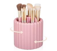 Anyoifax 360 Rotating Makeup Brush Holder 7 Slots Make Up Brush Organizer Removable Spinning Cosmetic Brushes Storage Pen Holder for Vanity, Dresser, Desk, Pink