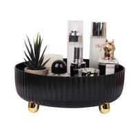 Anyoifax Makeup Perfume Organizer Tray 360 Degree Rotating Lazy Susan Skincare Lotion Organizer Spinning Cosmetics Storage for Dresser, Vanity, Bathroom Countertop, Large Black