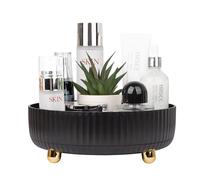 Anyoifax Makeup Perfume Organizer Tray 360 Degree Rotating Lazy Susan Skincare Lotion Organizer Spinning Cosmetics Storage for Dresser, Vanity, Bathroom Countertop, Small Black