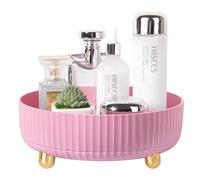 Anyoifax Makeup Perfume Organizer Tray 360 Degree Rotating Lazy Susan Skincare Lotion Organizer Spinning Cosmetics Storage for Dresser, Vanity, Bathroom Countertop, Small Pink