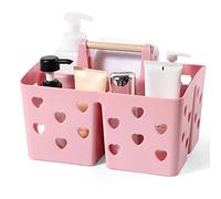 Anyoifax Portable Shower Caddy Plastic Shower Basket Organizer Divided Bathroom Caddy Storage Cleanning Caddy Tote with Handle for College, Dorm Room, Kitchen, Pink