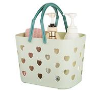 Anyoifax Portable Shower Caddy Tote Plastic Storage Basket with Handle Box Organizer Bin for Bathroom, Pantry, Kitchen, College Dorm, Garage - Green