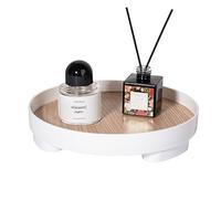 Anyoifax Round Wooden Tray Rustic Decorative Tray Fall Home Decor 11.8'' Serving Tray Farmhouse Coffee Table Centerpiece Decor Circle Tray, Small White