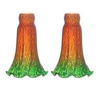 ANYONGLU Lily Lampshade Only 2 Pack Brown Blue Tulip Flower Glass Lamp Shade Replacement Tiffany Style Lily Table Floor Lampshade Replacement
