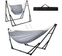 Anyoo Hammock & Hanging Chair with Foldable Stand, Dual Use Portable Hammock Stand Set for Indoor, Outdoor Hammocks