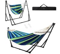 Anyoo Hammock & Hanging Chair with Foldable Stand, Dual Use Portable Hammock Stand Set for Indoor, Outdoor Hammocks