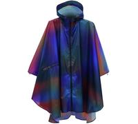 ANYOO Lightweight Waterproof Rain Poncho Reusable Ripstop Breathable Raincoat with Hood for Women Men Outdoor Activities, Blue Purple Gradient, One Size