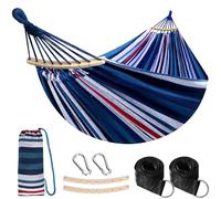 ANYOO Outdoor Cotton Hammock with Tree Straps, Portable Camping Hammock with Spreader Bars, Travel Bag for Indoor Balcony Garden Patio Yard