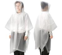 ANYOO Rain Poncho Kids Waterproof Raincoats for Boys Girls, 2 Pack Lightweight PEVA Rain Cape with Large Hood fit Kid Height 100-150cm, White