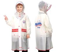 ANYOO Waterproof Rain Poncho Kids with Long Sleeves, Lightweight Raincoat Rain jacket Hooded with Added Back Space for Boys and Girls Height 110-120cm Outdoor Hiking Camping