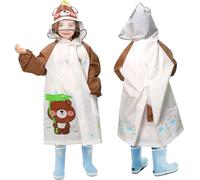ANYOO Waterproof Rain Poncho Kids with Long Sleeves, Lightweight Raincoat Rain jacket Hooded with Added Back Space for Boys and Girls Height 120-130cm Outdoor Hiking Camping