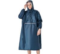 ANYOO Waterproof Rain Poncho Lightweight Raincoat with Adjustable Sleeves, Portable Rain Cape Jacket with Multi-use Pocket for Women Men Outdoor Hiking Cycling, Sea Blue, One Size