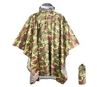 ANYOO Waterproof Rain Poncho Lightweight Reusable Hiking Rain Coat Jacket with Hood for Outdoor Activities,Camo Green,One Size