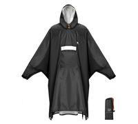 ANYOO Waterproof Rain Poncho Windproof Raincoat with Side Zipper for Full Protection, Lightweight Rain Jacket with Adjustable Sleeves for Women Men Outdoor Hiking Cycling, One Size, Black