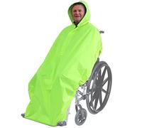 ANYOO Waterproof Wheelchair Poncho Cover Lightweight Rain Poncho Cape Shield with Elastics Provide Dry Protection for Wheelchairs, Green Yellow, One Size