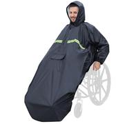 ANYOO Waterproof Wheelchair Poncho Cover with Sleeves, Lightweight Rain Poncho Cape Shield with Elastics Provide Dry Protection for Wheelchairs, Unisex, Grey, One Size